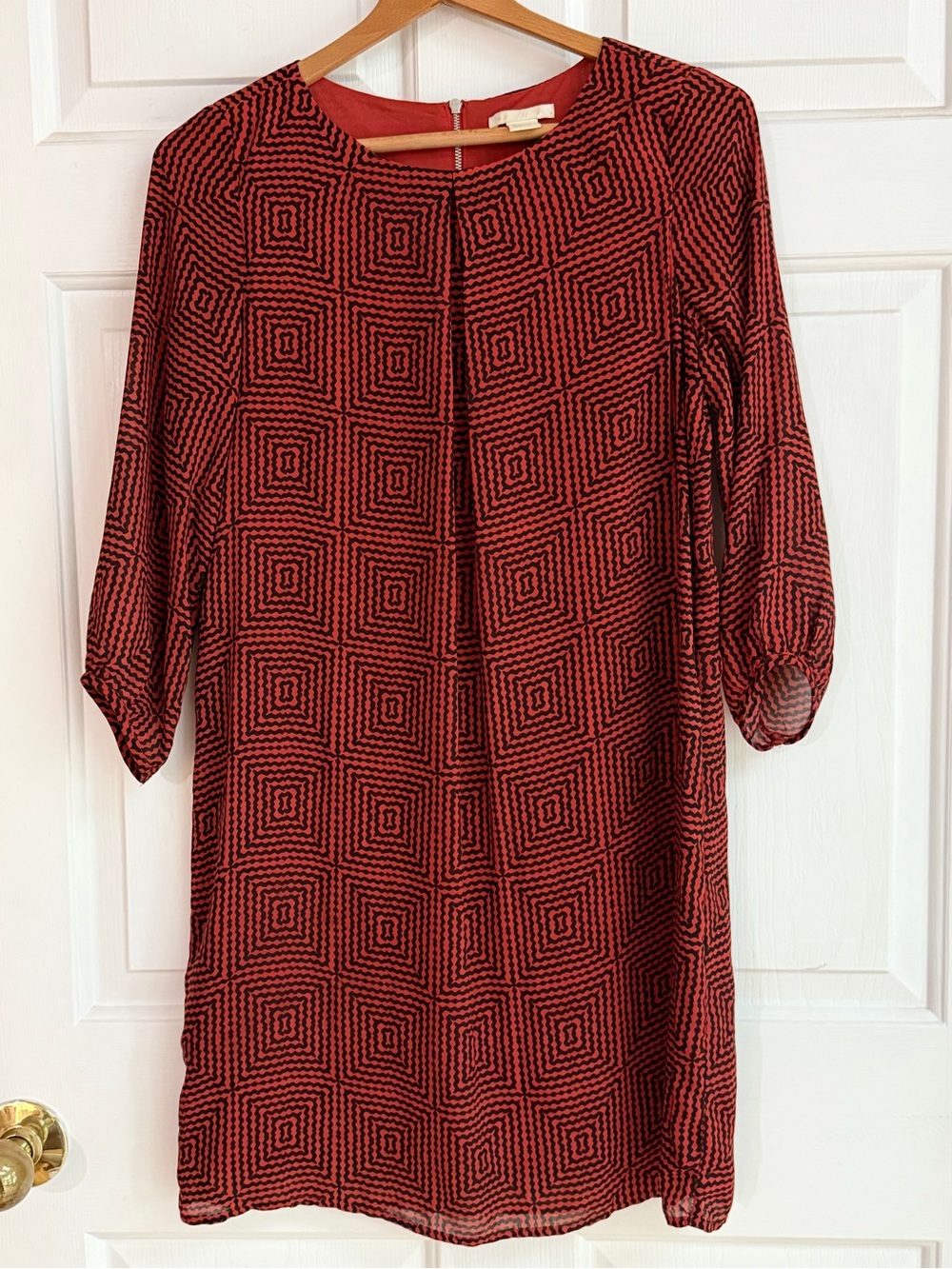 H&M Red/Orange Geometric Midi Dress